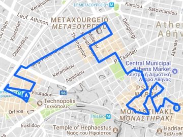 Keramikos bicycle route map