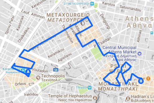 Keramikos bicycle route map
